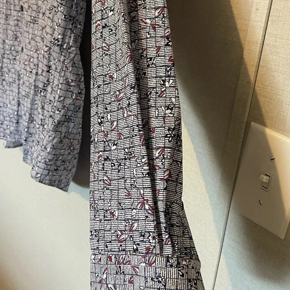 Mens Bugatchi Shaped Fit Shirt XXL 2XL White Blue Red Abstract Long Sleeve - Picture 5 of 7